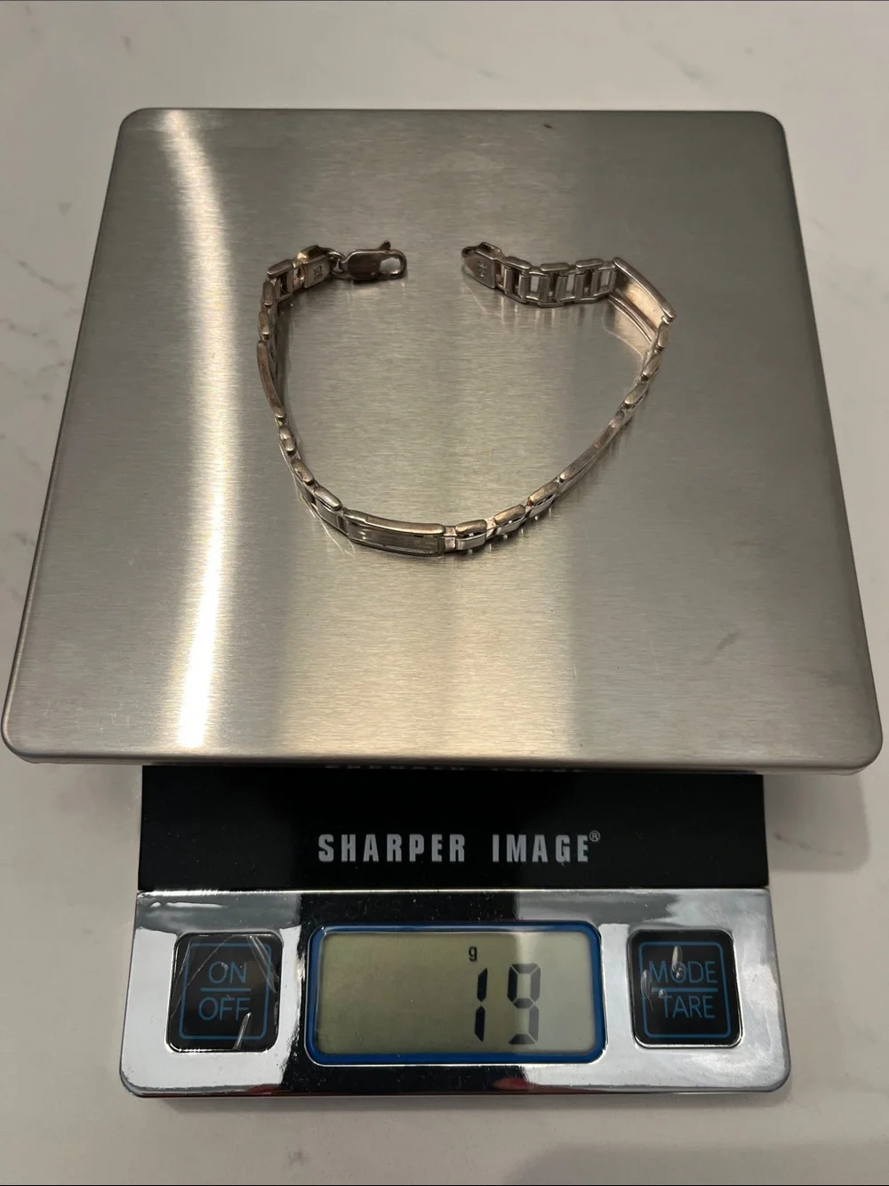 Sterling Silver Link Bracelet with Greek Key Panels